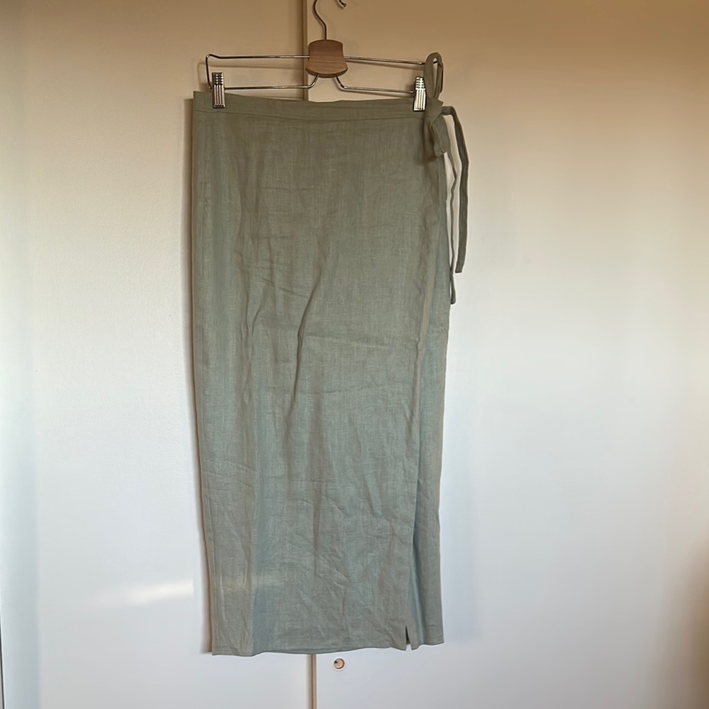 Whimsy and Row - Sage Green Linen Wrap Skirt